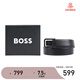 HUGO BOSS 雨果博斯 男士雙扣頭牛皮雙面腰帶皮帶禮盒裝 黑色 50537090 001 均碼
