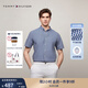 TOMMY HILFIGER【透氣府綢】夏季男純棉商務(wù)休閑格子短袖襯衣襯衫男外套35440 藍(lán)白格紋C5J XL （推薦：165-180斤）