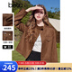 百圖betu女裝2025春季新款短外套休閑工裝夾克麂皮絨短外套女2501T40 駱駝色 M