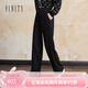 菲妮迪（FINITY）品牌休閑褲冬季高腰直筒黑色寬松減齡通勤時(shí)尚長(zhǎng)褲 黑色 M