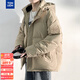 唐獅冬季新款羽絨服男連帽短款加厚保暖外套韓版青少年面包服WP 沙色 L