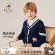 Classic Teddy精典泰迪童裝兒童毛衣男童針織衫寶寶開(kāi)衫外套時(shí)尚秋裝 深藍 140