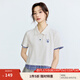 茵曼（INMAN）冰瓷棉假兩件格紋拼接POLO衫女2025夏季學(xué)院百搭短袖T恤 淺花灰 S