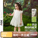 ASK JUNIOR兒童小飛袖連衣裙2025夏季小童網(wǎng)紗裙女童花苞裙公主裙 白色 