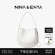 NINA&ENYA妮娜恩雅女包[教師節禮物]雪莉包中號小眾高級感輕奢真皮包 奶昔白(單肩斜挎女包)