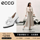 愛步（ECCO）高跟鞋女 優(yōu)雅流蘇深口牛皮粗跟正裝單鞋女  雕塑奢華222663 HL 亮白色22266301002 37