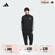 adidas經(jīng)典休閑三條紋長袖套裝男女阿迪達斯官方輕運動   黑色 (偏小，推薦買大1碼)   2XL