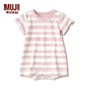 無(wú)印良品 MUJI 新生兒 印度棉 天竺編織 短袖連體衣 CCU02A1S 粉紅色條紋 70-80