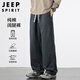 JEEP SPIRIT吉普休閑褲男士純棉褲子男直筒秋冬季闊腿高端寬松潮流工裝長(cháng)褲