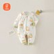 貝瑞加（Babyprints）新生兒連體衣秋冬夾棉保暖嬰兒衣服加厚哈衣初生寶寶爬服 綠鴨52