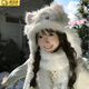時(shí)島小貓帽子冬季女圍巾一體毛絨帽秋冬毛絨保暖防寒護耳帽韓版可愛(ài) 【貓咪帽子圍巾】 均碼