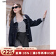 betu女裝2025秋季新款短外套撞色領(lǐng)明線(xiàn)設計寬松牛仔外套2508T48 深牛仔藍 M