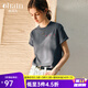 Olrain歐芮兒灰色短袖T恤女春夏2025新款高級(jí)感通勤趣味刺繡上衣 灰色 L