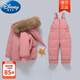 迪士尼（Disney）兒童羽絨服套裝男童褲子女小童兩件套1-4歲寶寶嬰兒加厚冬季外套 花生紅 【充絨飽滿(mǎn) 抗寒-30度】 90 cm 【建議身高85-95CM】