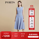 PORTS寶姿商場同款初夏新款女裝空境藍(lán)織帶拼接連衣裙LD8D234NWB011 BLUE S (4)