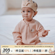 OAK FAMILY新生寶寶爬服嬰幼兒衣服長(cháng)袖連體衣冬季保暖加厚哈衣 淺粉（對襟） （不含頭飾） 80cm