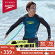 速比濤（Speedo）泳衣男鬧海系列抗氯防曬撞色沖浪長袖上衣溫泉度假 黑色/藍色 L