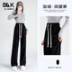 班尼路S&K系列褲子女直筒褲女裝冬季新款加絨加厚保暖休閑褲闊腿褲9.3 黑#純色 XL