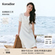 珂萊蒂爾【沁白珠影】夏季白色高級感禮服款顯瘦減齡釘珠連衣裙女 淡橙黃 M