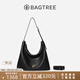 BAGTREE包包樹(shù)圖南植鞣牛皮腋下hobo女包2025年新款單肩斜挎包通勤餃子包 黑色-大號 贈斜挎延長(cháng)肩帶 高級小眾