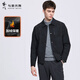 與狼共舞【加絨】翻領(lǐng)夾克男士2025秋冬新款男裝暗紋休閑通勤保暖外套1035 黑色001 L (175)