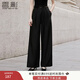 香影黑色褲子西裝褲女高腰2025秋季新款垂感褲子寬松高級感闊腿褲 黑色 S 155/60A/85-95斤