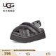 UGG春季女士休閑時(shí)尚交叉鞋面厚底舒適彈力束帶毛毛涼鞋 1121550 CHRC | 炭灰色 38