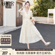 絲柏舍甜美V領(lǐng)連衣裙2025夏裝新款女裝收腰A字優(yōu)雅大擺仙女裙