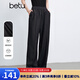 百圖betu女裝2025春季新款休閑褲松緊高腰直筒休閑褲顯瘦褲子2501T62 炭灰 L