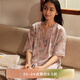 朵朵·可可【涼感貢緞】春夏季新款寬松純棉印花短袖長褲女家居服睡衣套裝 淺粉 XL (170)