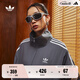 adidas情侶款復(fù)古風(fēng)梭織立領(lǐng)夾克外套男女阿迪達(dá)斯官方三葉草 深灰 L