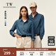 Teenie Weenie小熊男女同款休閑襯衫2025春季新款時(shí)尚水洗牛仔襯衣 藍色 XL