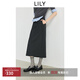 LILY可機洗2025秋新款含羊毛不易掉色格雷系職業(yè)通勤深色直筒裙女 509深灰 M