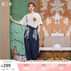 兩三事兩三事梵高背帶牛仔褲女2025夏季新款復(fù)古慵懶寬松休閑褲穿花引蝶 牛仔藍 M