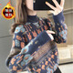 燁白東莞大朗毛衣女2025新款半高領(lǐng)毛衣秋冬加絨加厚卡通時(shí)尚洋氣針織 上青色加絨  M 建議95-110斤