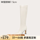 Lily Wei白色不過膝長(zhǎng)筒靴復(fù)古小個(gè)子高跟彈力瘦瘦靴小碼情人節(jié)禮物 白色單里【跟高7.5cm】 38