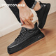 意爾康休閑鞋男板鞋2025新款舒適厚底休閑商務(wù)輕便百搭皮鞋子男 黑色 43