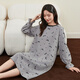 頂瓜瓜頂呱呱睡裙女秋冬搖粒絨印花長(cháng)袖可外家居服睡衣女月疏灰175