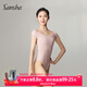三沙（Sansha）芭蕾舞服女 舞蹈練功服高彈力短袖一字領(lǐng)連體服 粉色 L 