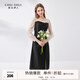 秋水伊人假兩件拼接長袖連衣裙春秋新款女法式優(yōu)雅顯瘦小黑裙 黑色  XXL