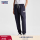 TOMMY JEANS秋冬男簡(jiǎn)約印花抽繩腰束腳微抓絨舒暖合身運動(dòng)針織衛褲 深藍色C87 XL