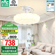 雷士（NVC）奶油藝術(shù)風(fēng)扇燈1級能效全光譜護(hù)眼自然光 客廳臥室書房吊扇燈 【全光譜/1級能效】60瓦42寸朵蕾