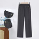 保暖加肥加大中老年女褲冬季加厚絨褲子媽媽直筒長(cháng)褲 深灰色（人字紋） 3XL 120-135斤