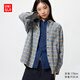 優(yōu)衣庫女裝法蘭絨襯衫/格紋長(cháng)袖襯衣空調衫481172 63 天藍色 M /160/84A