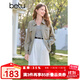 百圖betu女裝2025春季新款短外套麻感色織寬松收腰可調節外套2502T80 卡其綠 M