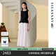 歌力思（ELLASSAY）2025早秋新款醋纖優(yōu)雅氣質(zhì)鉆飾假兩件無袖連衣裙女EWU363Y02200 黑撞白 XS