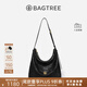 BAGTREE包包樹(shù)圖南植鞣牛皮腋下hobo女包2025年新款單肩斜挎包通勤餃子包 檀黑色-中號 高級小眾