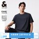 杰克·瓊斯（JACK&JONES）男裝短袖男商務(wù)通勤潮涼感華夫格logo皮標圓領(lǐng)短袖T恤男夏季衣服 E39 水泥灰 M (175)