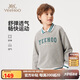 英氏（YEEHOO）兒童衛(wèi)衣男女童長(zhǎng)袖中大童裝上衣學(xué)院翻領(lǐng)休閑秋裝 淺灰色 140
