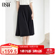 歐莎（OSA）夏季中長(cháng)款半身裙微胖遮肉高級感a字傘裙小個(gè)子高腰顯瘦職業(yè)裙子 黑色 L